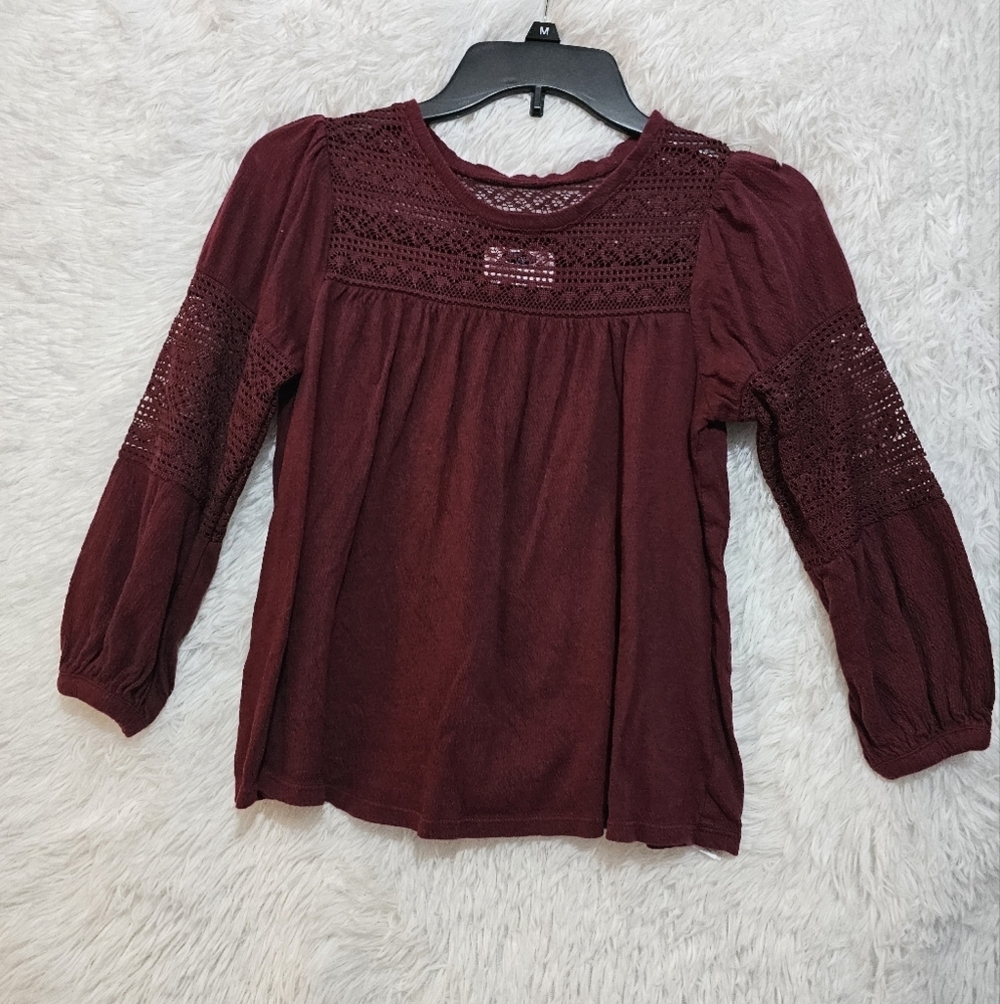 Old Navy Kids Burgundy Lace Blouse Size 1